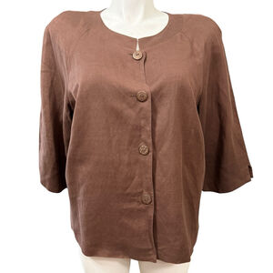Vintage Coldwater Creek Brown Linen Blend Jacket Size 20W